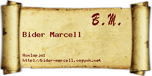 Bider Marcell névjegykártya
